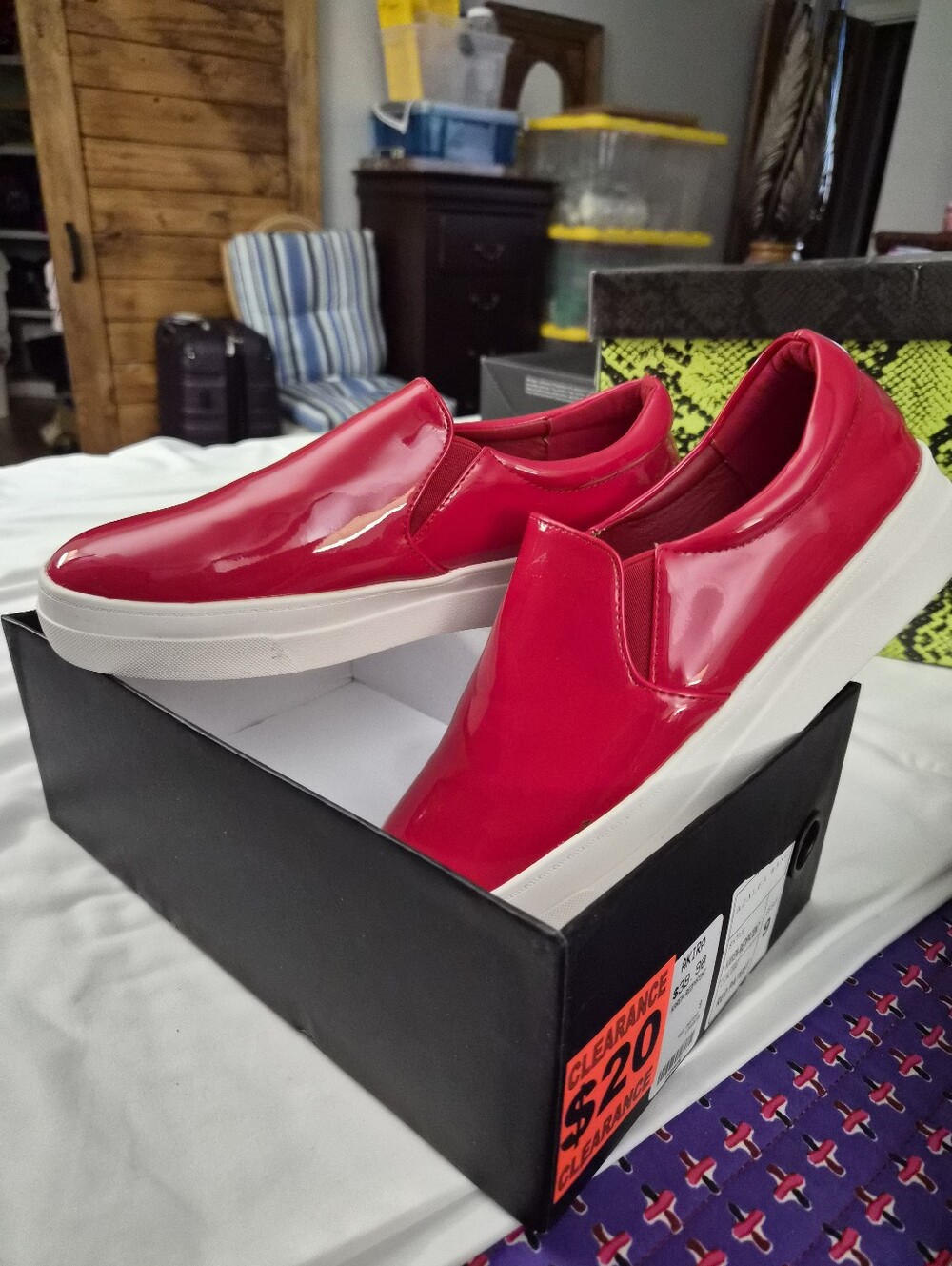 Azalea Wang Red Patent Slip-on Sneakers